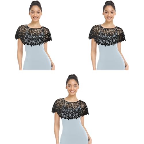 PALAY® Knitted Shawl Capes for Women Crochet Floral Pattern Poncho Cover Up Shawl Beach Wear Knitted Loose Shrugs Top for Women for Off-shoulder, Beachwear, Gown, Strapless, Black 3 PCS PALAY® Knitted Shawl Capes for Women Crochet Floral Pattern Poncho Cover Up Shawl Beach Wear Knitted Loose Shrugs Top for Women for Off-shoulder, Beachwear, Gown, Strapless, Black 3 PCS